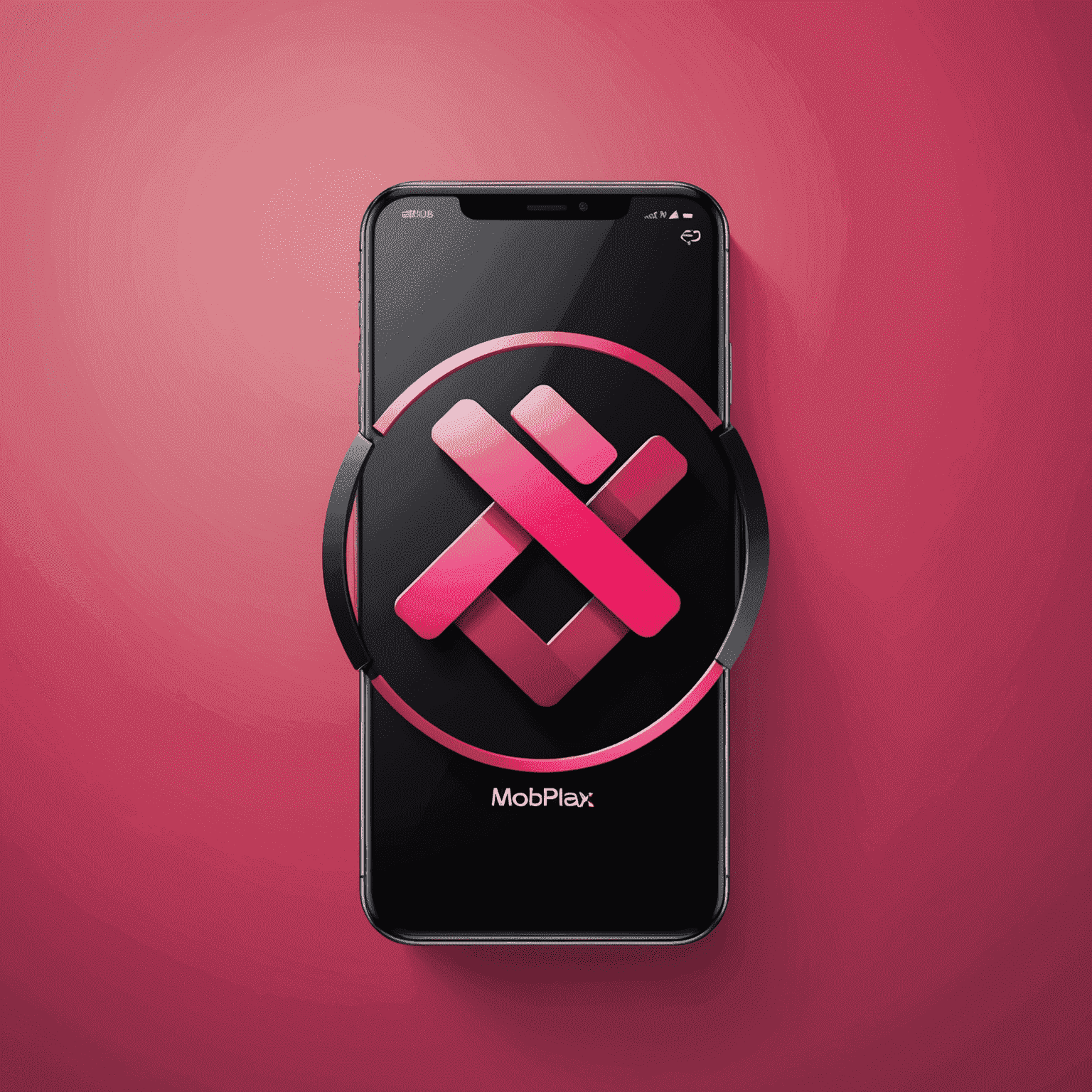 mobiplayx logo - شعار يمثل حلول واجهة الهاتف مع تصميم حديث يجمع بين اللون الأحمر والوردي